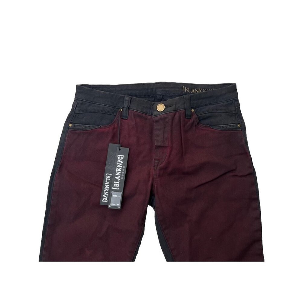 Blank NYC Women's Black Color Block Burgundy Denim Skinny Jeans Size 27 - Picture 11 of 12